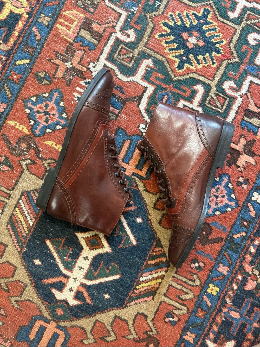 Sabreé Brazilian Brown Leather Heather Lace-Up Wing Tip Boots size 7